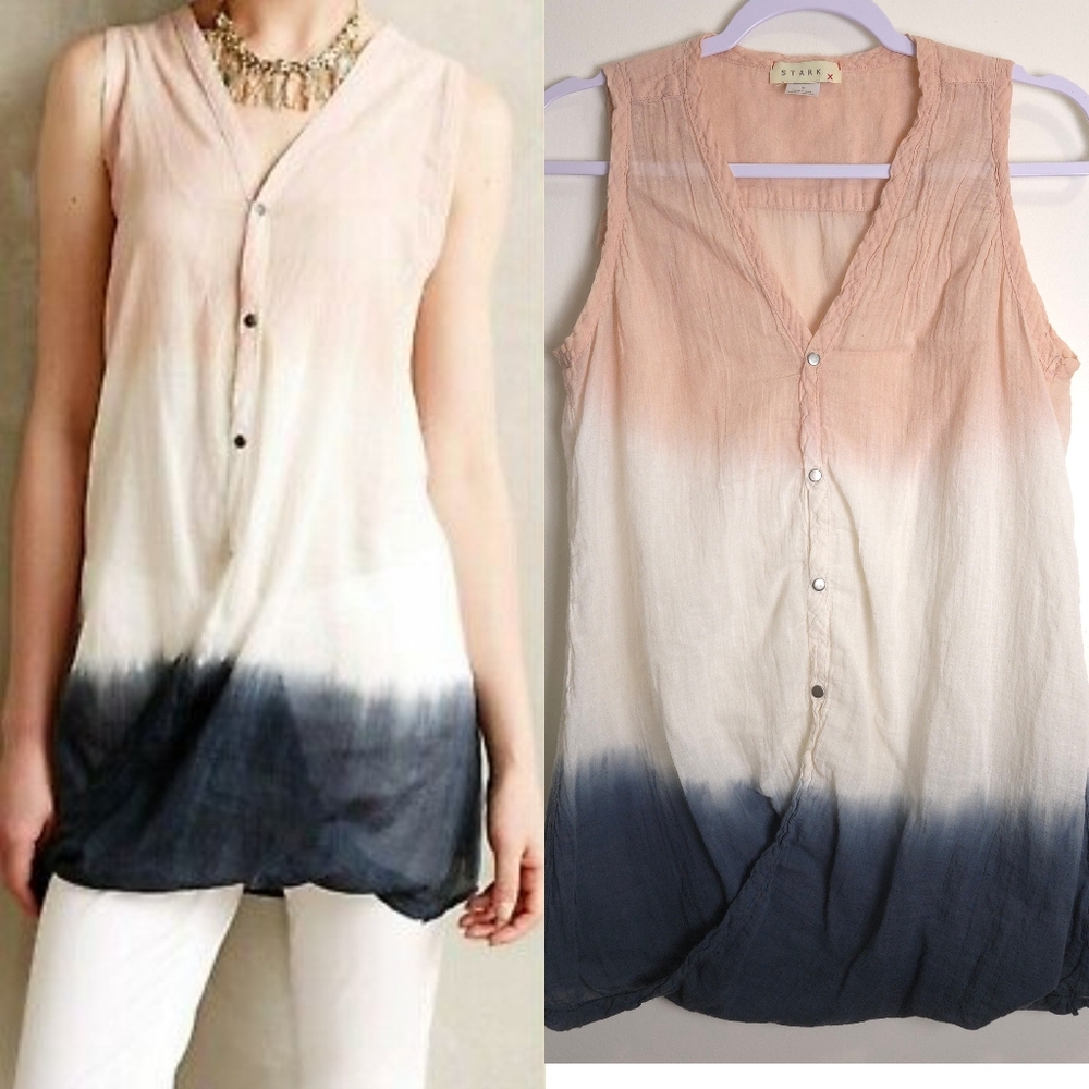 StarkX Cotton Boho Draped Dip-Dye Tank Top S